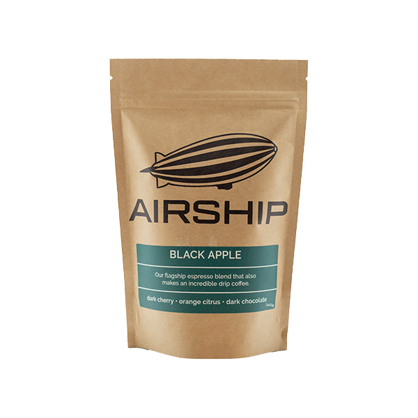 Worthy picture of the packaging for Airship Coffee Black Apple coffee roast.