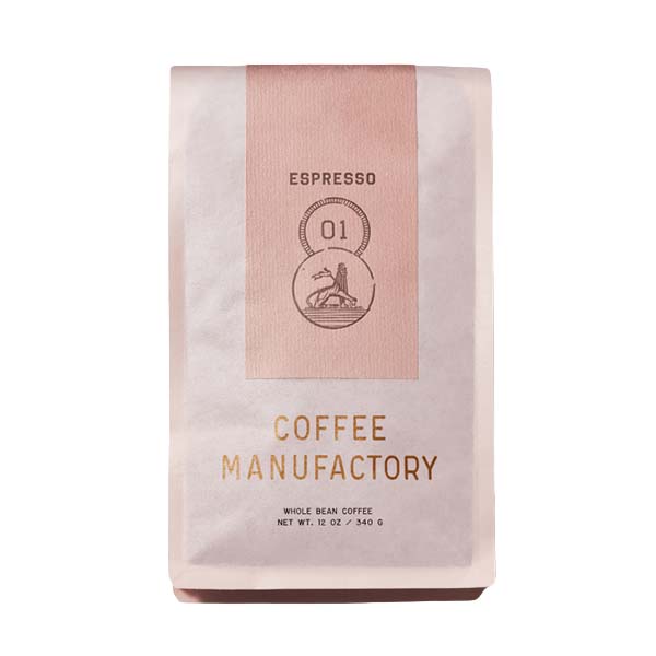 Fabulous picture of the packaging for Coffee Manufactory 01 Espresso coffee roast.