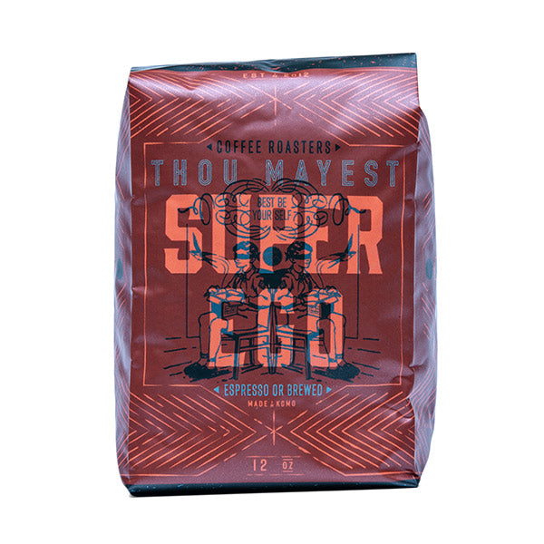 Mesmerizing picture of the packaging for Thou Mayest Coffee Roasters Super Ego coffee roast.