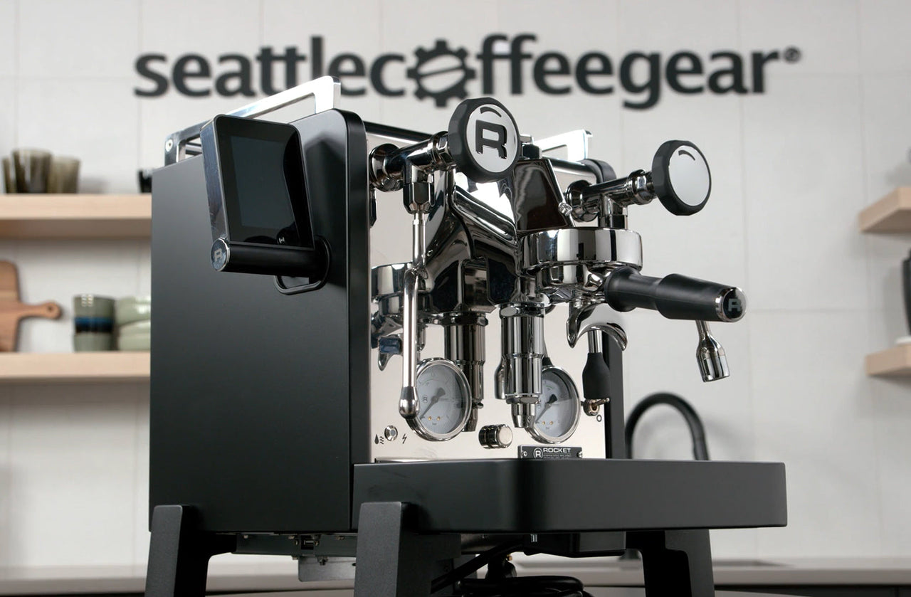 Black Rocket R58 Tune espresso machine with angled PID display in SCG showroom