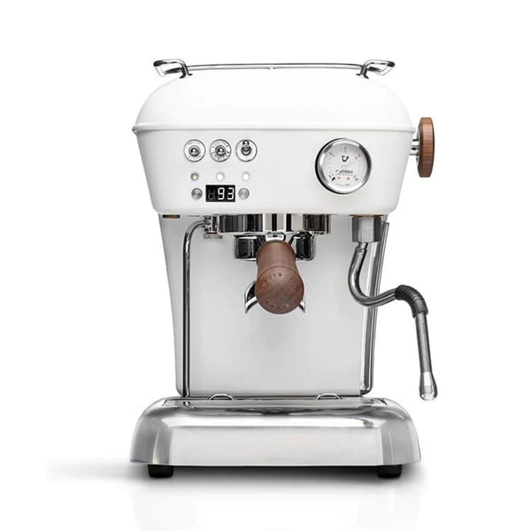 Ascaso Dream PID Espresso Machine Cloud White and Walnut Open