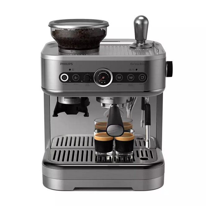 Philips Barista Brew Semi Automatic Espresso Machine with Dual Bean Hopper PSA3228/01 (Silver) - Thumbnail 4