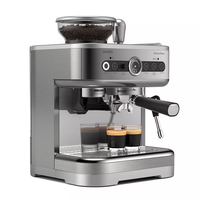 Philips Barista Brew Semi Automatic Espresso Machine with Dual Bean Hopper PSA3228/01 (Silver) - Thumbnail 5
