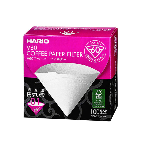 White Paper Filter for Hario Drippers - Pack of 100