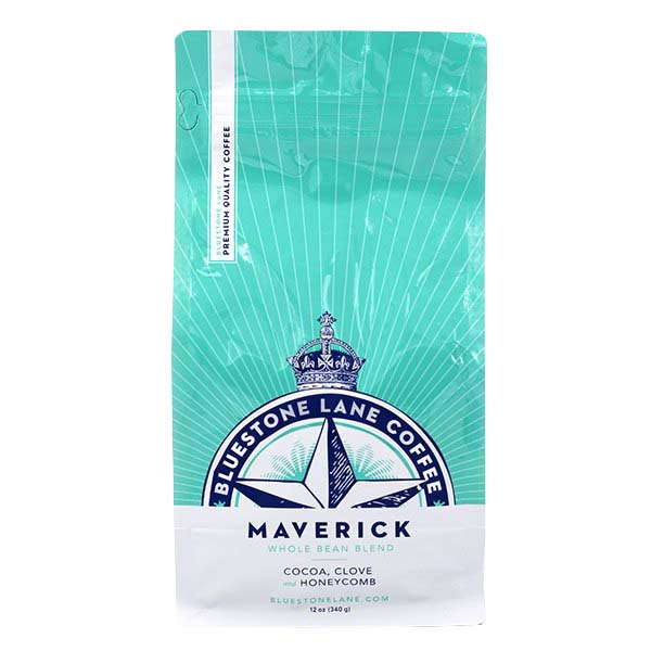 Fabulous picture of the packaging for Bluestone Lane Maverick coffee roast.