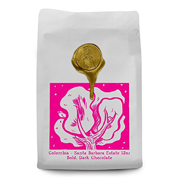 Sincere picture of the packaging for Brandywine Coffee Roasters Colombia Santa Barbara Estate coffee roast.