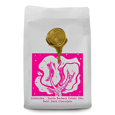 Sincere picture of the packaging for Brandywine Coffee Roasters Colombia Santa Barbara Estate coffee roast.