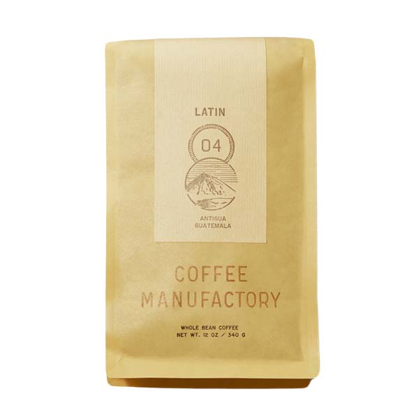 Honest picture of the packaging for Coffee Manufactory 04 Latin America coffee roast.