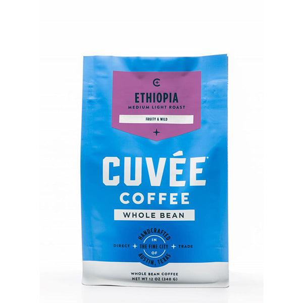 Thoughtful picture of the packaging for Cuvée Coffee Ethiopia coffee roast.