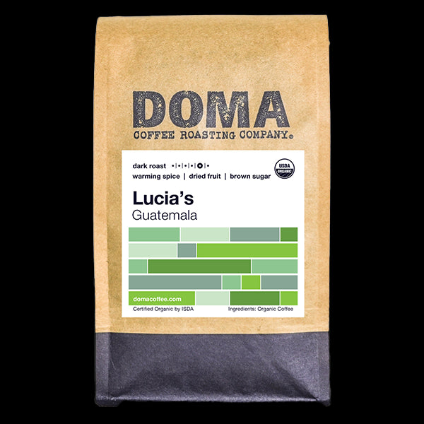 Mesmerizing picture of the packaging for Doma Coffee Lucias coffee roast.