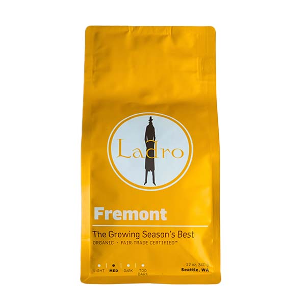 Amazing picture of the packaging for Caffe Ladro Fremont coffee roast.