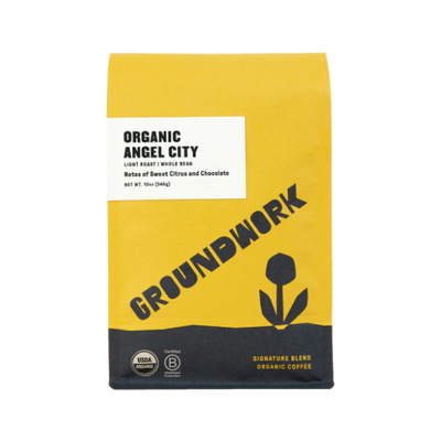 Amazing picture of the packaging for Groundwork Coffee Co Angel City coffee roast.