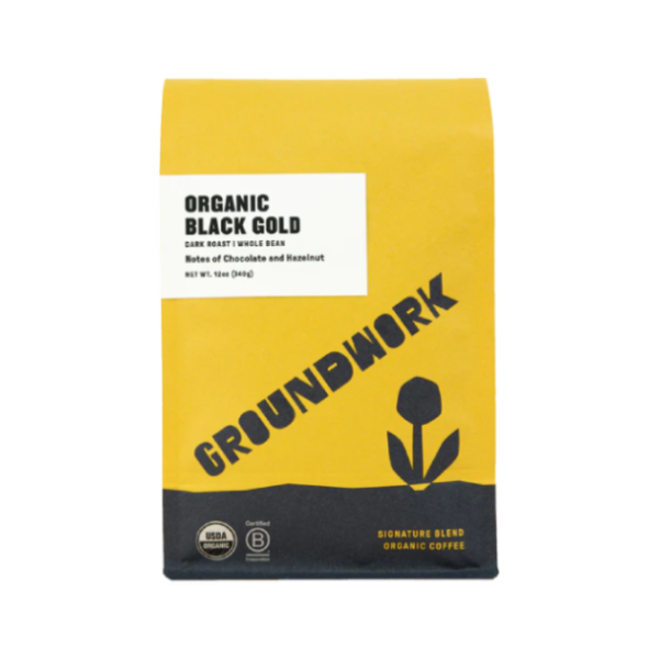 Fabulous picture of the packaging for Groundwork Coffee Co Black Gold coffee roast.