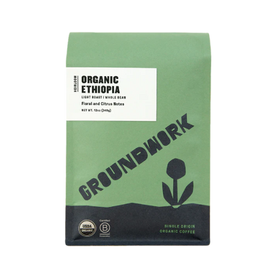 Amazing picture of the packaging for Groundwork Coffee Co Ethiopia Heirloom coffee roast.