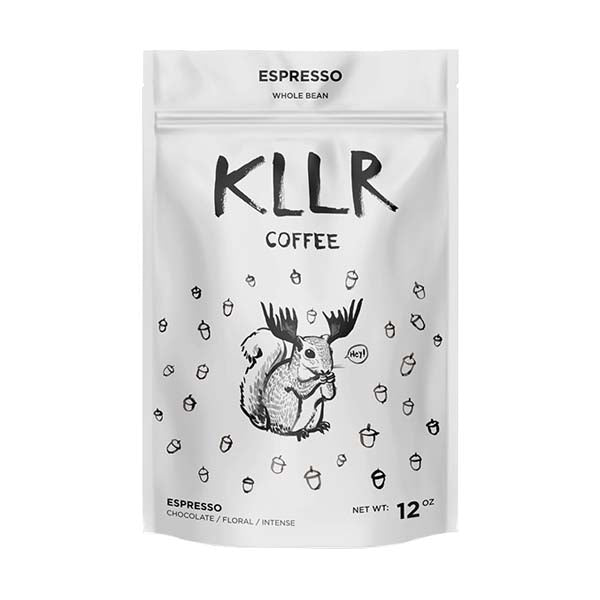 Sincere picture of the packaging for KLLR Coffee Roasters KLLR Espresso Blend coffee roast.