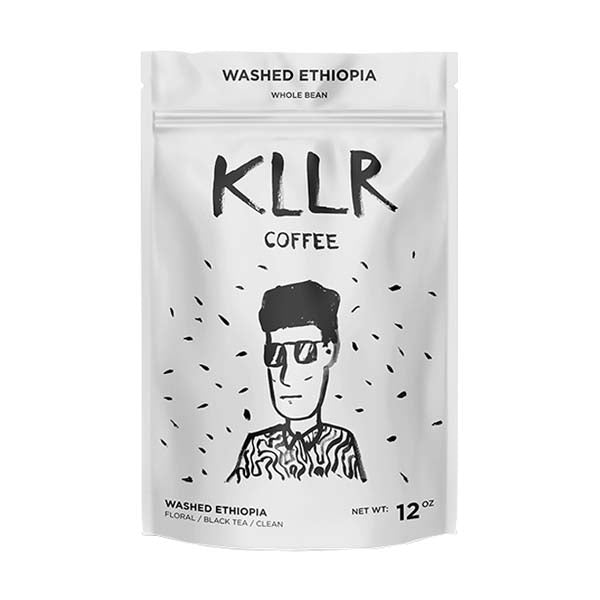 Amazing picture of the packaging for KLLR Coffee Roasters Washed Ethiopia coffee roast.