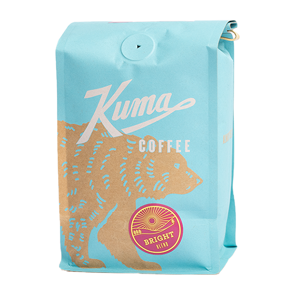 Worthy picture of the packaging for Kuma Coffee Bright coffee roast.