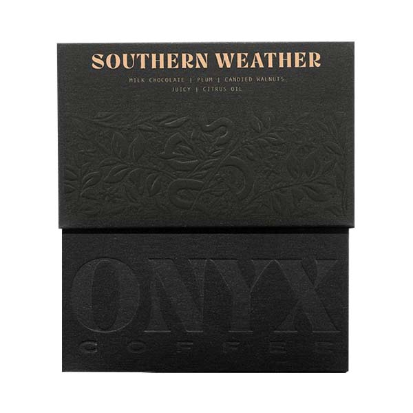 Amazing picture of the packaging for Onyx Coffee Lab Southern Weather coffee roast.