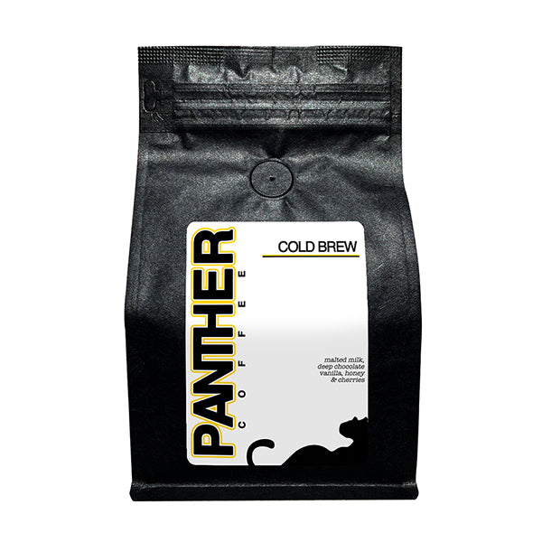 Sincere picture of the packaging for Panther Coffee Cold Brew coffee roast.