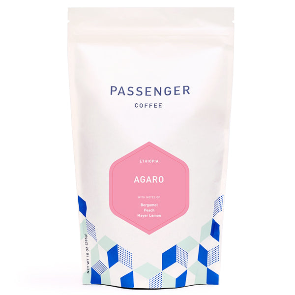 Spirited picture of the packaging for Passenger Coffee & Tea Agaro coffee roast.