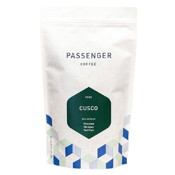 Thoughtful picture of the packaging for Passenger Coffee & Tea Cusco coffee roast.