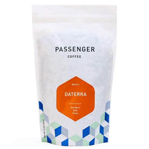 Fabulous picture of the packaging for Passenger Coffee & Tea Daterra coffee roast.