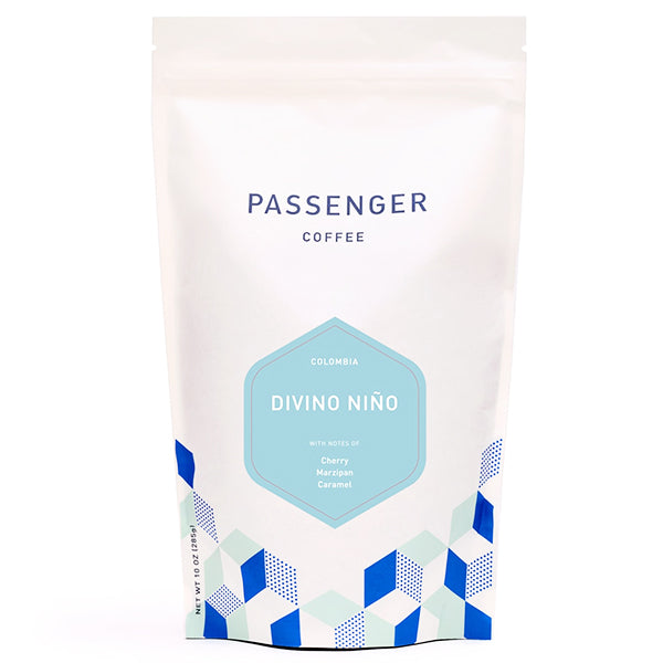 Mesmerizing picture of the packaging for Passenger Coffee & Tea Divino Niño coffee roast.