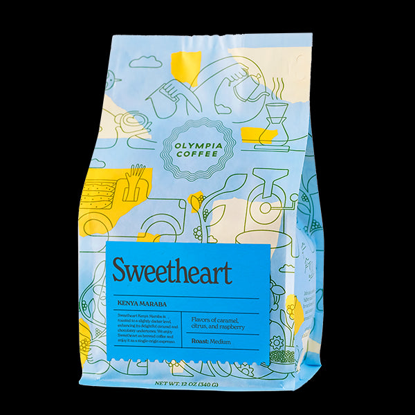 Daring picture of the packaging for Olympia Coffee Roasting Sweetheart coffee roast.