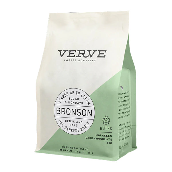 Spirited picture of the packaging for Verve Coffee Bronson Blend coffee roast.